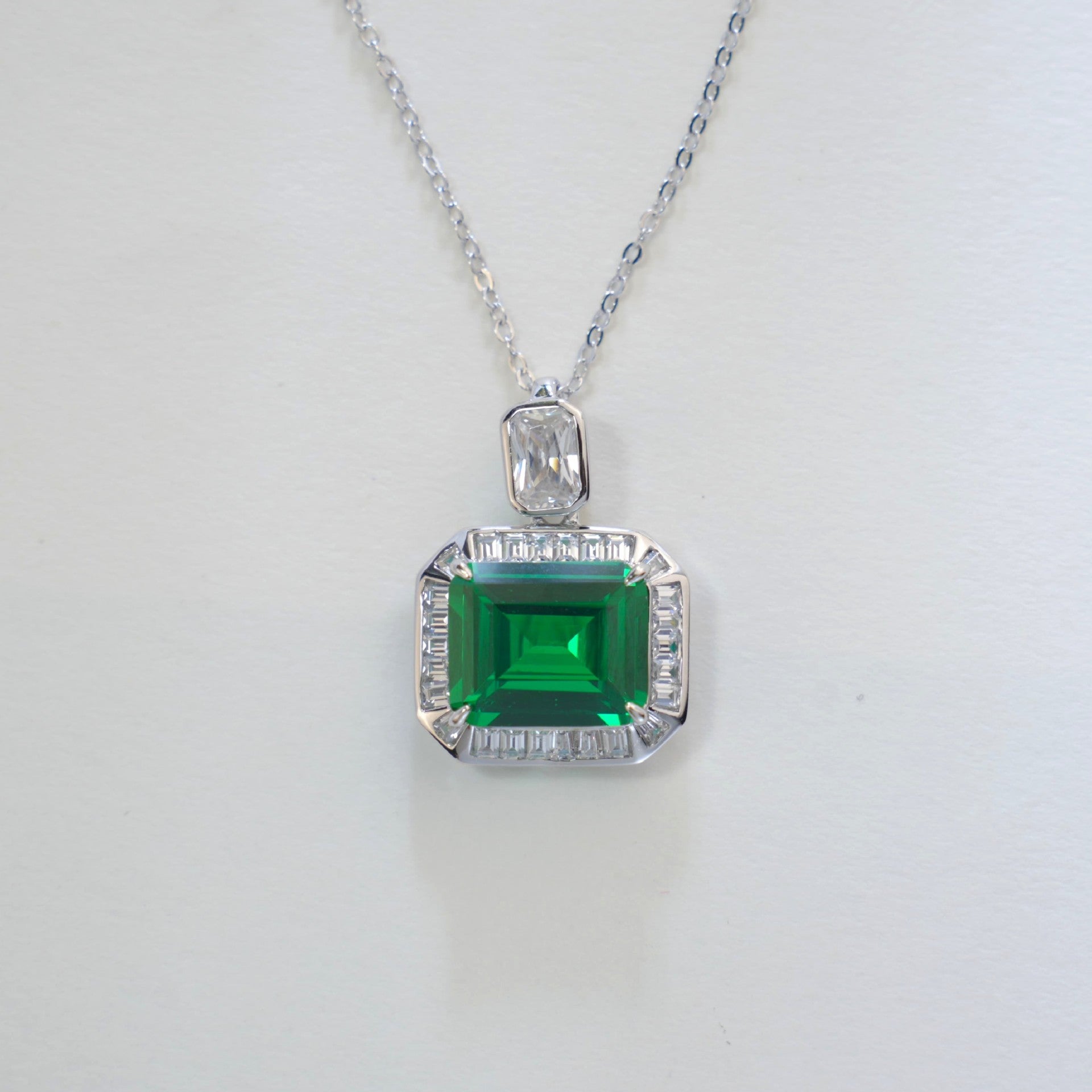 Tsavorite Necklace 925 Sterling Silver Square, Pendant - Photo 2