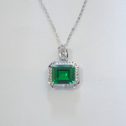 Tsavorite Necklace 925 Sterling Silver Square, Pendant - Photo 2