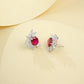 925 Sterling Silver Lab Pigeon Blood Ruby Sunflower Stud Earrings, French Vintage Birthday for Women - Photo 4
