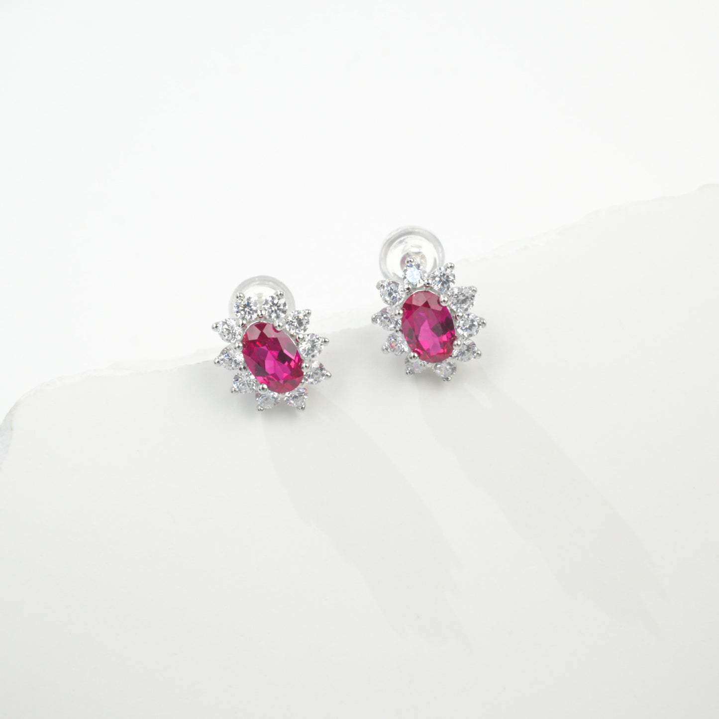 S925 Sterling Silver Lab Ruby Earrings, Vintage Unique for Women - Photo 3