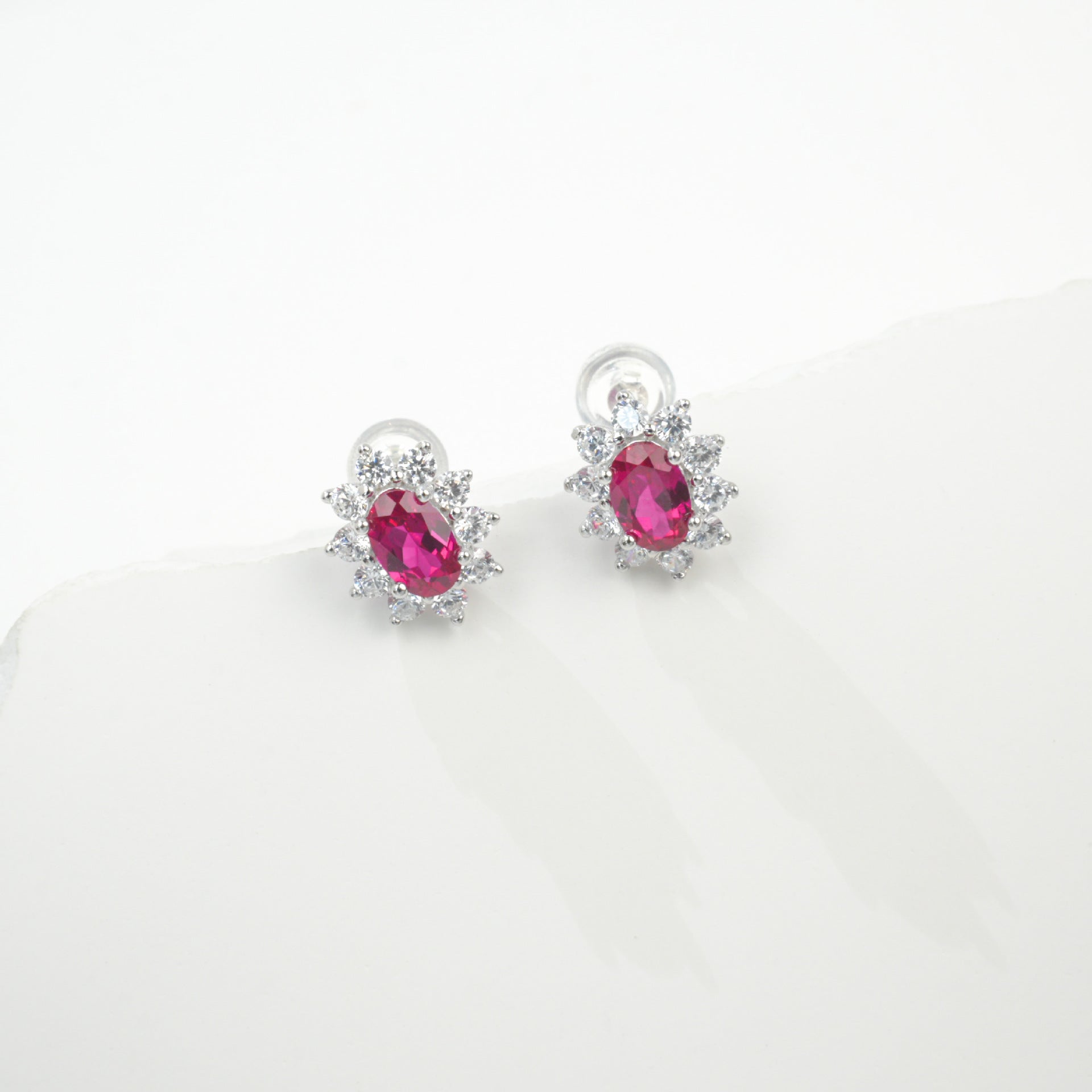 S925 Sterling Silver Lab Ruby Earrings, Vintage Unique for Women - Photo 3