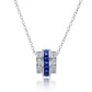 S925 Silver Lab Sapphire Cylinder Tube Pendant Necklace, Gemstone Versatile - Photo 5