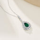 925 Sterling Silver Lab Emerald Teardrop Necklace Jewellery Vintage - Photo 4