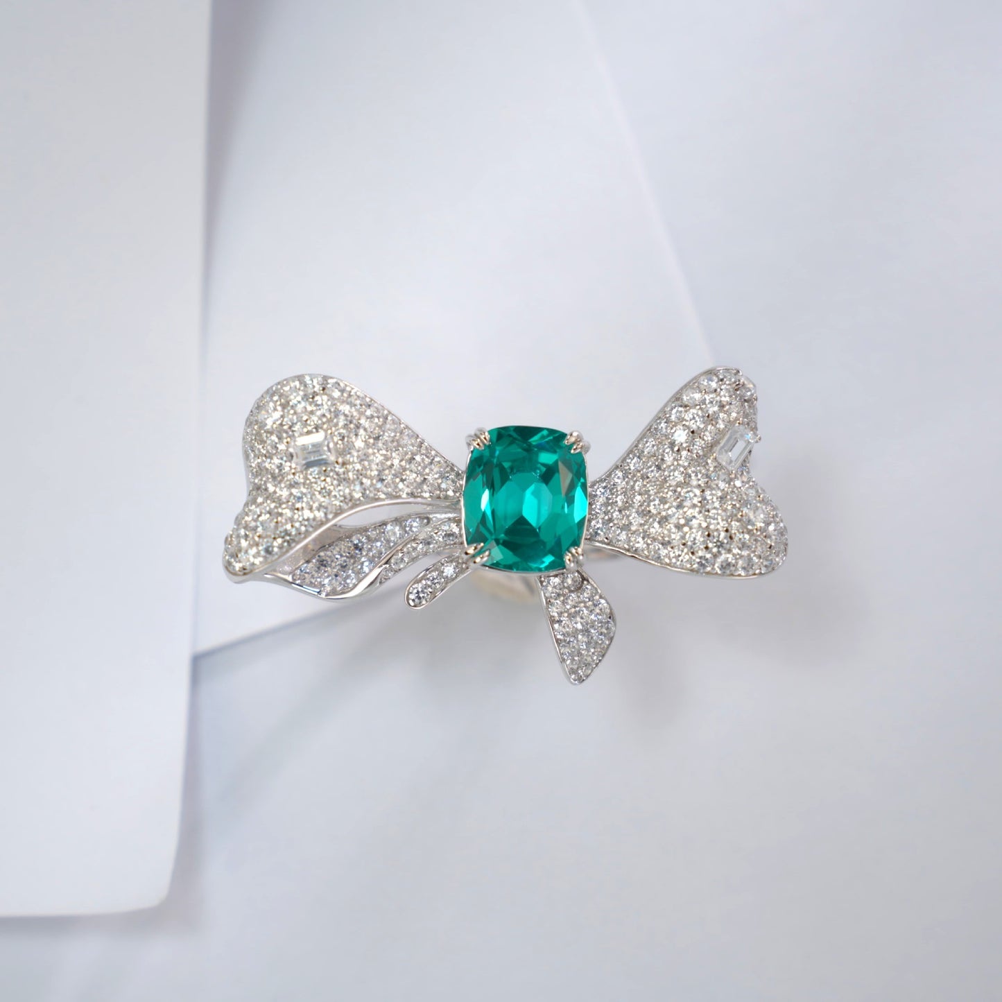 925 Sterling Silver Paraiba Colour Ring, Lab Gemstone Anniversary - Photo 2