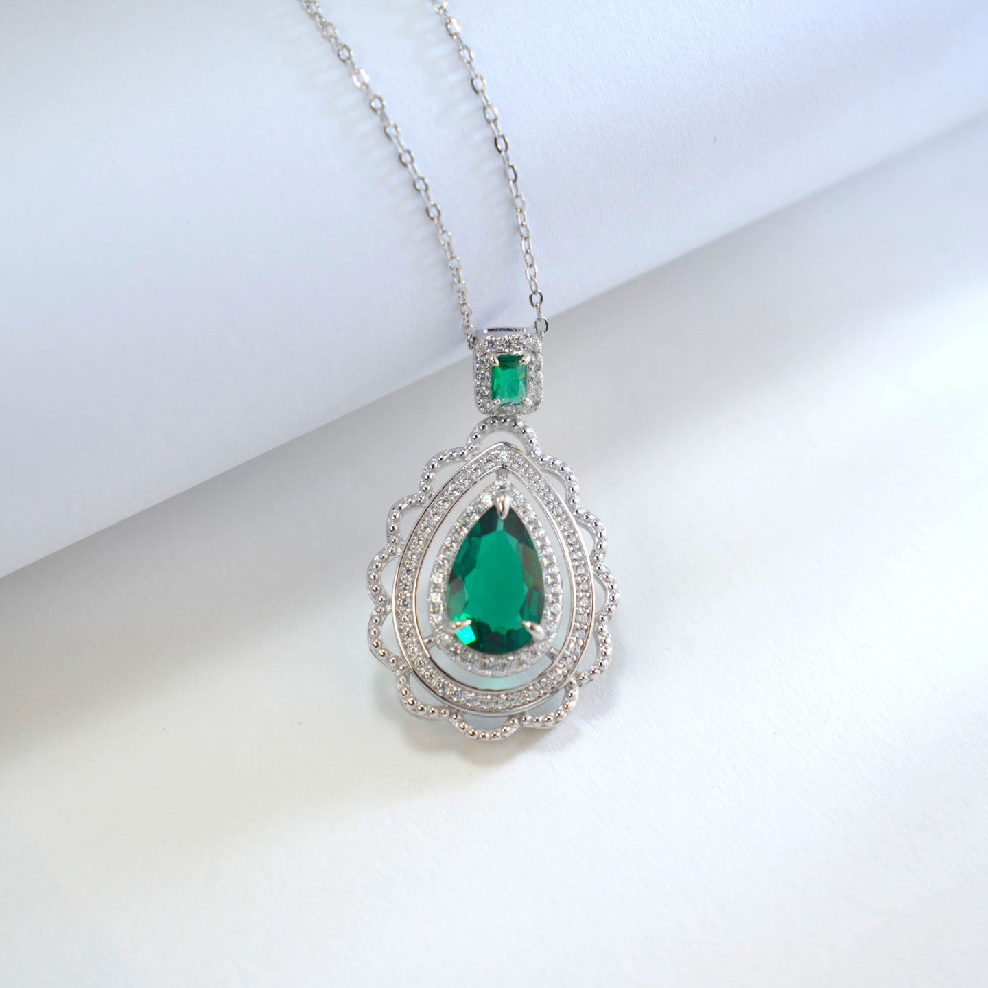 S925 Silver Emerald Beautiful Necklace Pendant - Photo 3