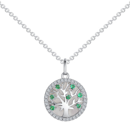 925 Sterling Silver Lab Emerald Tree of Life Choker Necklace, Designer for Women - Photo 5