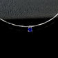 S925 Sterling Silver Lab Sapphire Teardrop Choker Necklace, Minimalist Premium - Photo 2