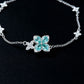 S925 Silver Four-Leaf Clover Paraiba Tsavorite Bracelet, Full Diamond Flower - Photo 4