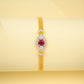 925 Sterling Silver Yellow-Gold Lab Ruby Woven Chain Bracelet, Vintage Versatile - Photo 3