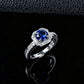 S925 Silver Lab Sapphire Ring Octagonal Step Halo Double-Side Full Diamond, Women's Engagement - Photo 2