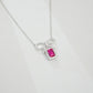 925 Sterling Silver Lab Ruby Bowknot Necklace, Vintage for Women - Photo 3