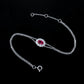 S925 Silver O-Link Slim Chain Oval Lab Ruby Single-Halo Bracelet, Premium - Photo 3