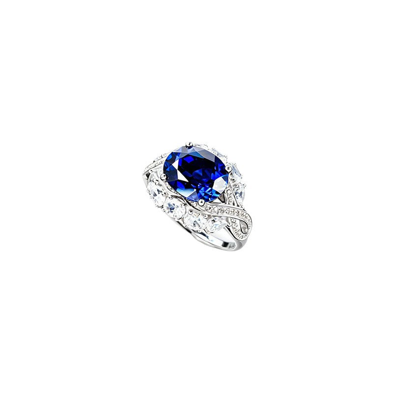 S925 Sterling Silver Oval Lab Sapphire Ring, Premium Engagement for Women - Photo 5