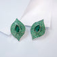 S925 Sterling Silver Teardrop Emerald Leaf Stud Earrings, Versatile Premium - Photo 3