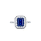 S925 Sterling Silver Lab Sapphire Ring, Halo Full Diamond - Photo 5