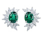S925 Silver Oval Lab Emerald Marquise Diamond Halo Women's Earrings - Photo 1