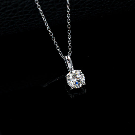 S925 Sterling Silver Lab Diamond Solitaire Choker Necklace, Minimalist Versatile - Photo 3