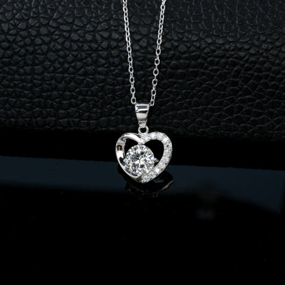 S925 Silver Hollow Heart Stone Necklace, Romantic Valentine Gift - Photo 2