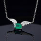 925 Sterling Silver Lab Emerald Angel Wings Choker Necklace, Versatile for Women - Photo 4