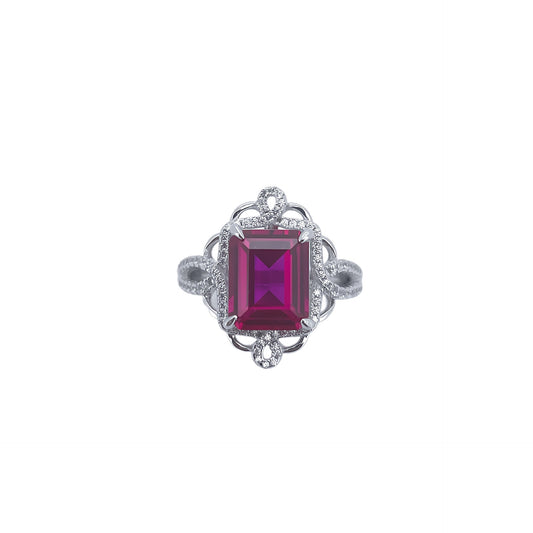 S925 Sterling Silver Lab Ruby Ring, Premium Anniversary Birthday - Photo 5
