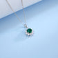 S925 Sterling Silver Lab Emerald Sunflower Halo Pendant Necklace, Vintage Versatile - Photo 3