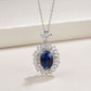 S925 Sterling Silver Oval Sapphire Pendant Choker Halo, Design Versatile Premium - Photo 3