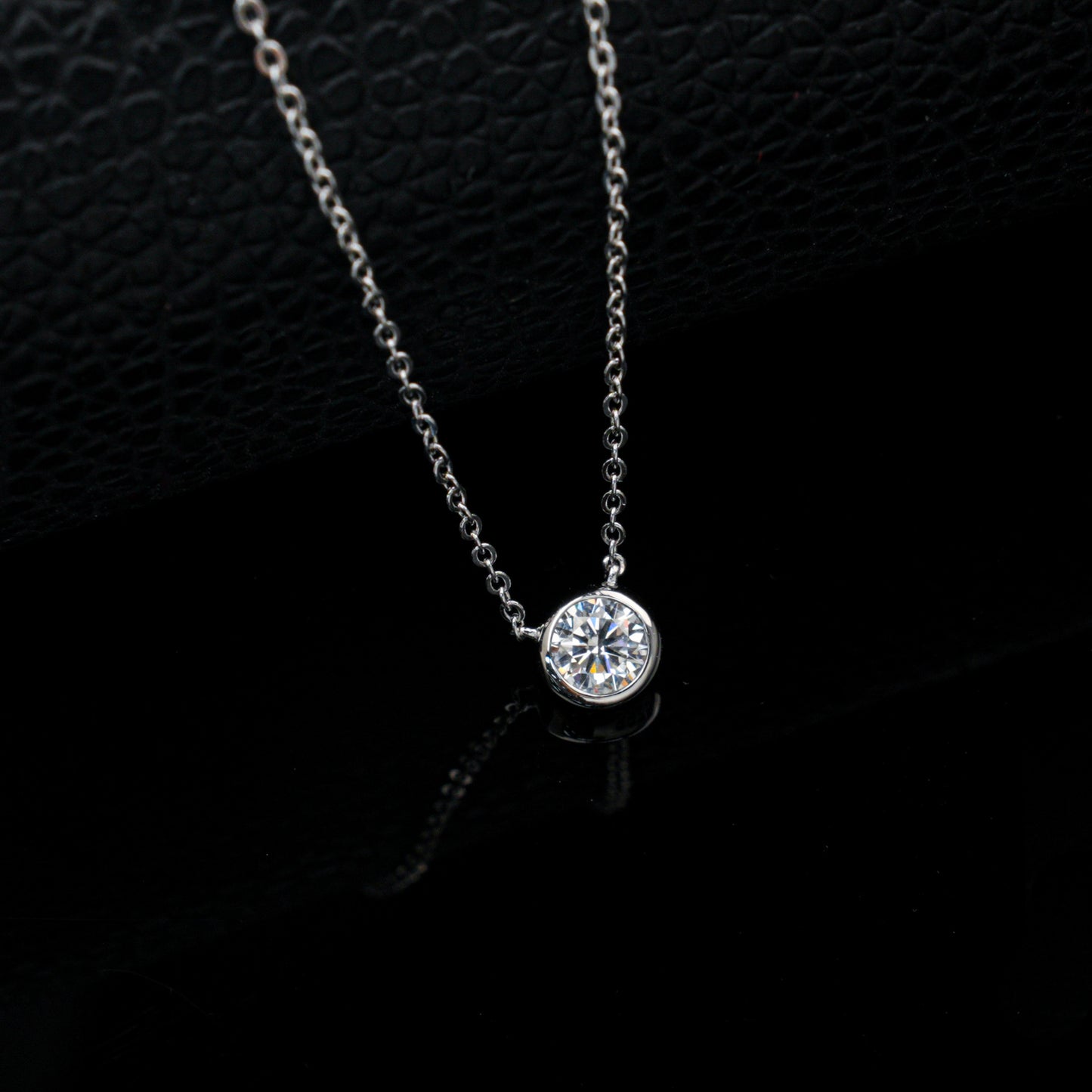 S925 Silver Bezel Solitaire Pendant, Round Simple Versatile - Photo 4