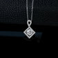 S925 Sterling Silver Lab Diamond Square Halo Necklace, Premium - Photo 4