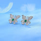 Lab Emerald S925 Silver Stud Earrings, Butterfly Vintage Premium - Photo 2