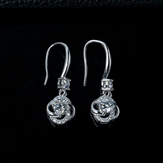 S925 Silver Spiral Wrap Lab Diamond Ear Hooks, Long Elegant Earrings - Photo 4