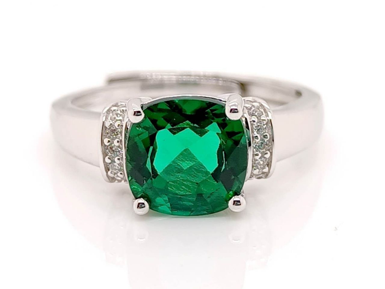 Lab Emerald 925 Silver Ring for Women, Luxurious Premium Vintage - Photo 6
