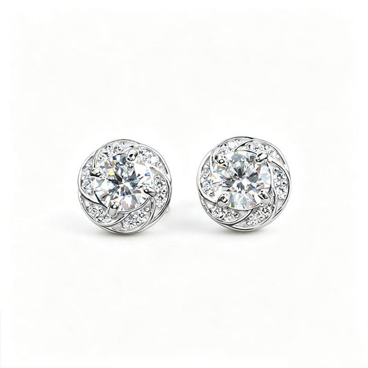 S925 Silver Spiral Wrap Stone Stud Earrings, Flower Earrings Versatile - Photo 5