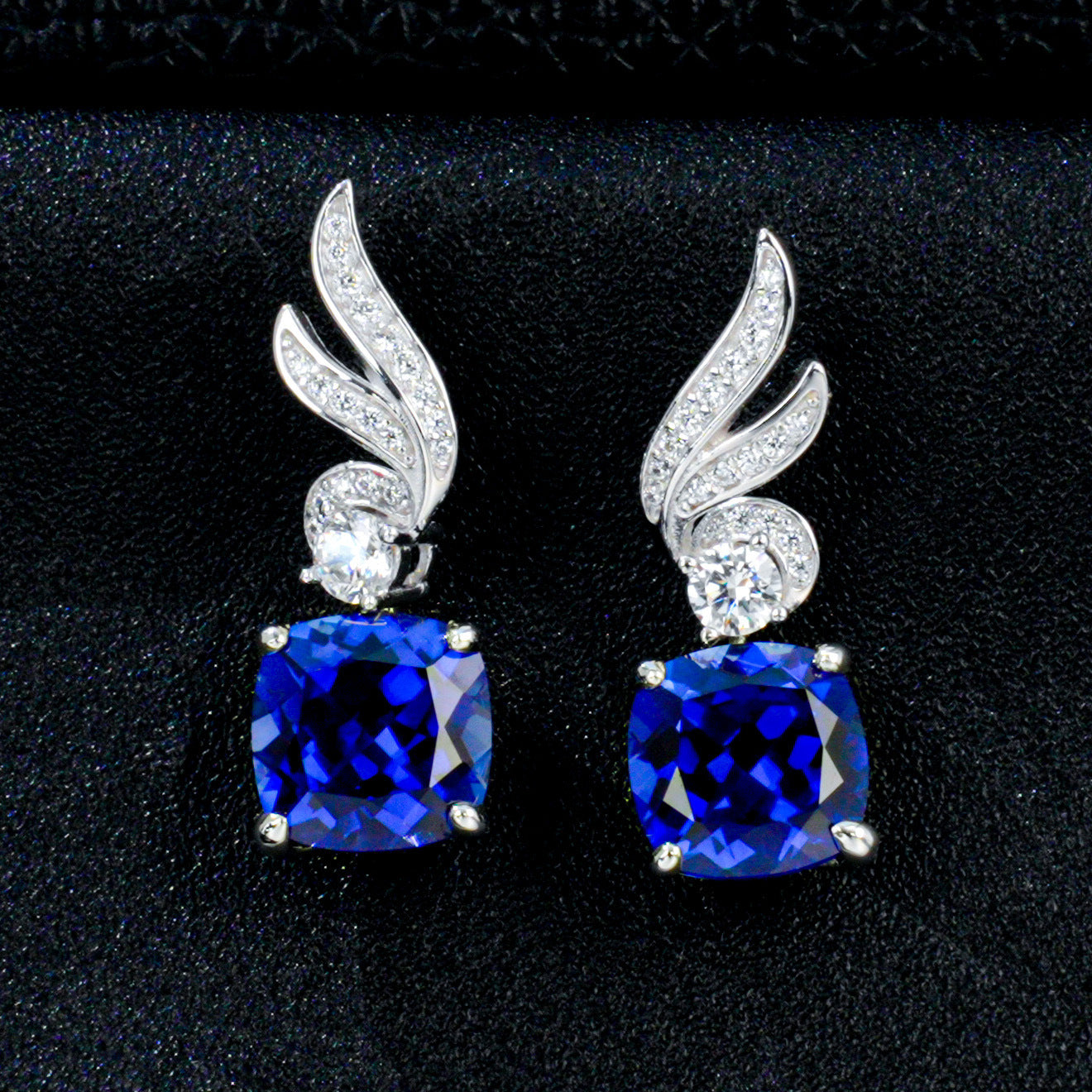 925 Sterling Silver Lab Sapphire Earrings for Women, Zircon Drop Elegant - Photo 2