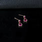 S925 Silver Double-Layer Round Ruby Stud Earrings, Rose Gold Full - Photo 3