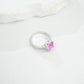 S925 Sterling Silver Lab Pink Diamond Four-Prong Ring, Versatile Elegant for Women - Photo 2