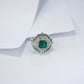S925 Silver Multi-Layer Halo Lab Emerald Ring, Vintage Engagement - Photo 4