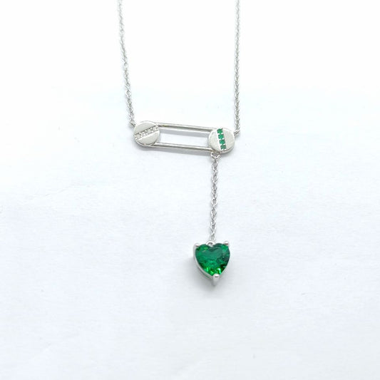 S925 Sterling Silver Lab Emerald Paperclip Pendant Choker Necklace, Minimalist Gift - Photo 5