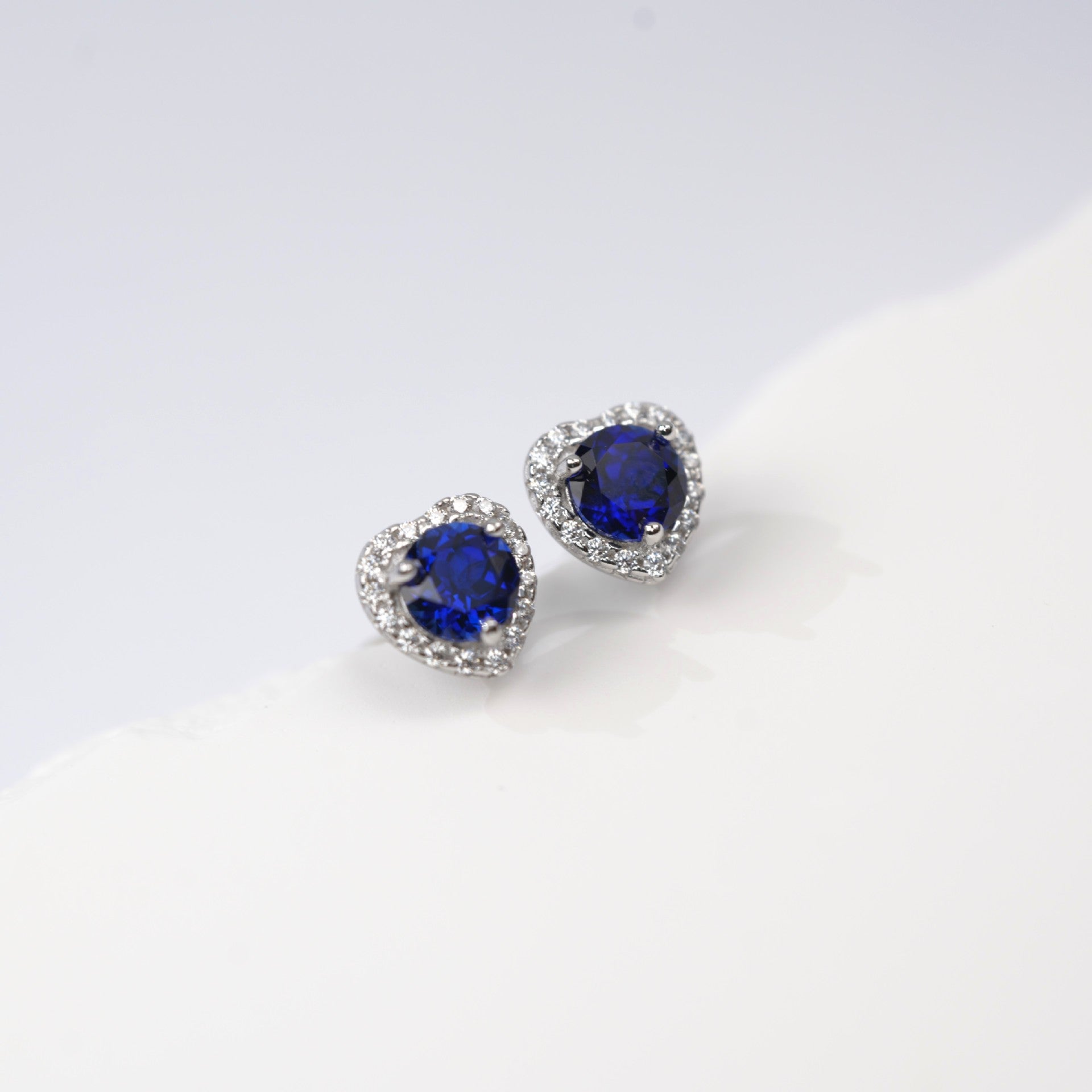 Lab Sapphire Earrings 925 Sterling Silver Heart Shape, Live-Selling Hot Style - Photo 3