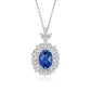 S925 Sterling Silver Oval Sapphire Pendant Choker Halo, Design Versatile Premium - Photo 4