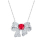 S925 Sterling Silver Lab Ruby Bow Full Diamond Choker, Versatile - Photo 5