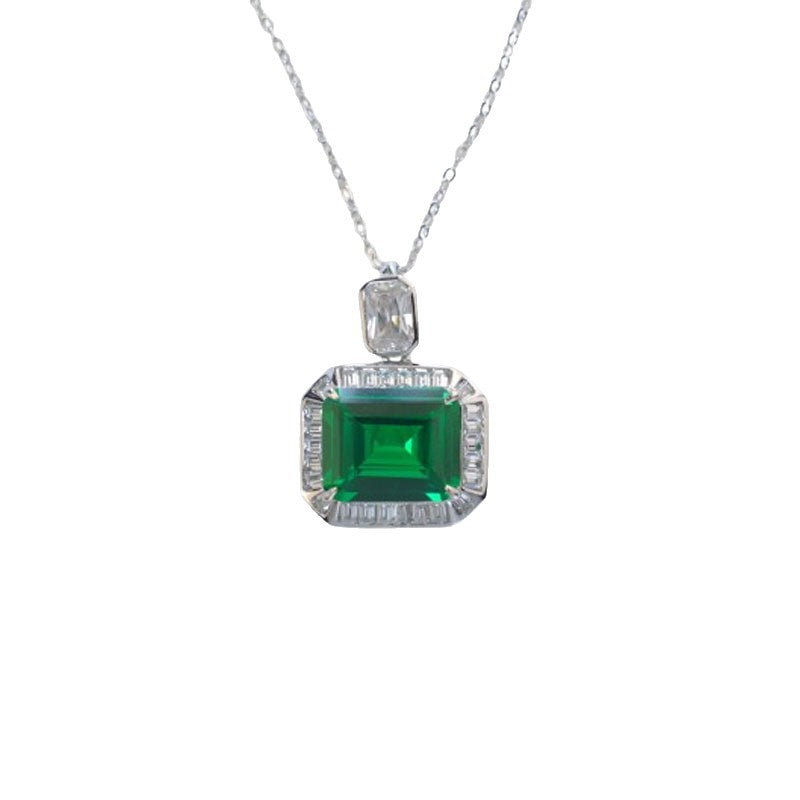 Tsavorite Necklace 925 Sterling Silver Square, Pendant - Photo 5