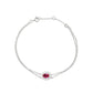 S925 Silver O-Link Slim Chain Oval Lab Ruby Single-Halo Bracelet, Premium - Photo 5