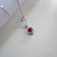 S925 Sterling Silver Safety Pin Heart Ruby Necklace, Chain Versatile - Photo 4