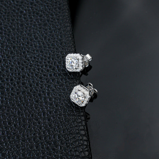 S925 Sterling Silver Lab Diamond Stud Earrings for Women, Elegant Versatile Gift - Photo 3