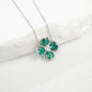 Lucky Four-Leaf Clover Emerald Silver Necklace, Versatile Birthday Valentines - Photo 2