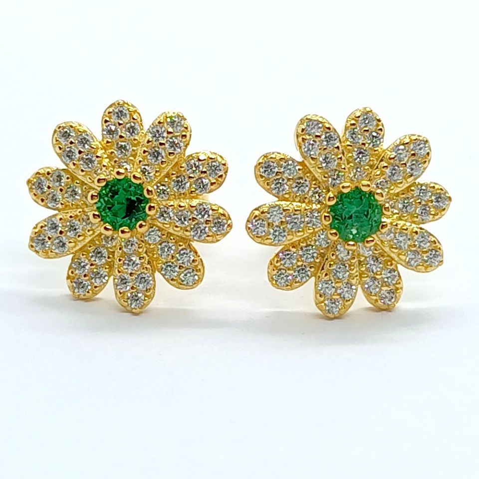 Lab Emerald Earrings 925 Silver Setting - Photo 4