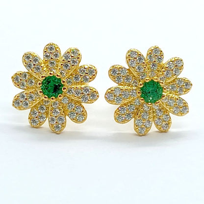 Lab Emerald Earrings 925 Silver Setting - Photo 4
