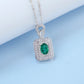 925 Sterling Silver Lab Emerald Necklace, Classic Fresh Vintage - Photo 2