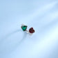 925 Silver Red-Green Heart Ring, Versatile Heart Open - Photo 2