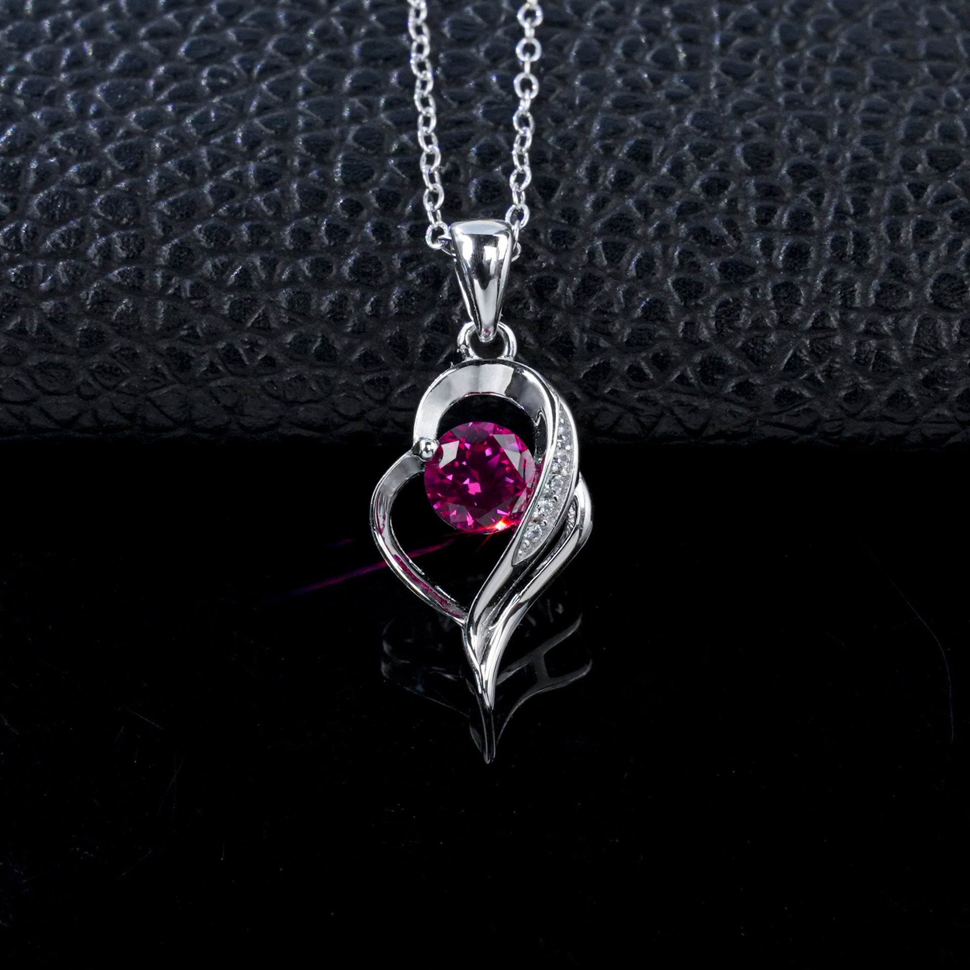 S925 Silver Gemstone Necklace Hollow Heart Diamond Choker, Romantic Gift - Photo 1